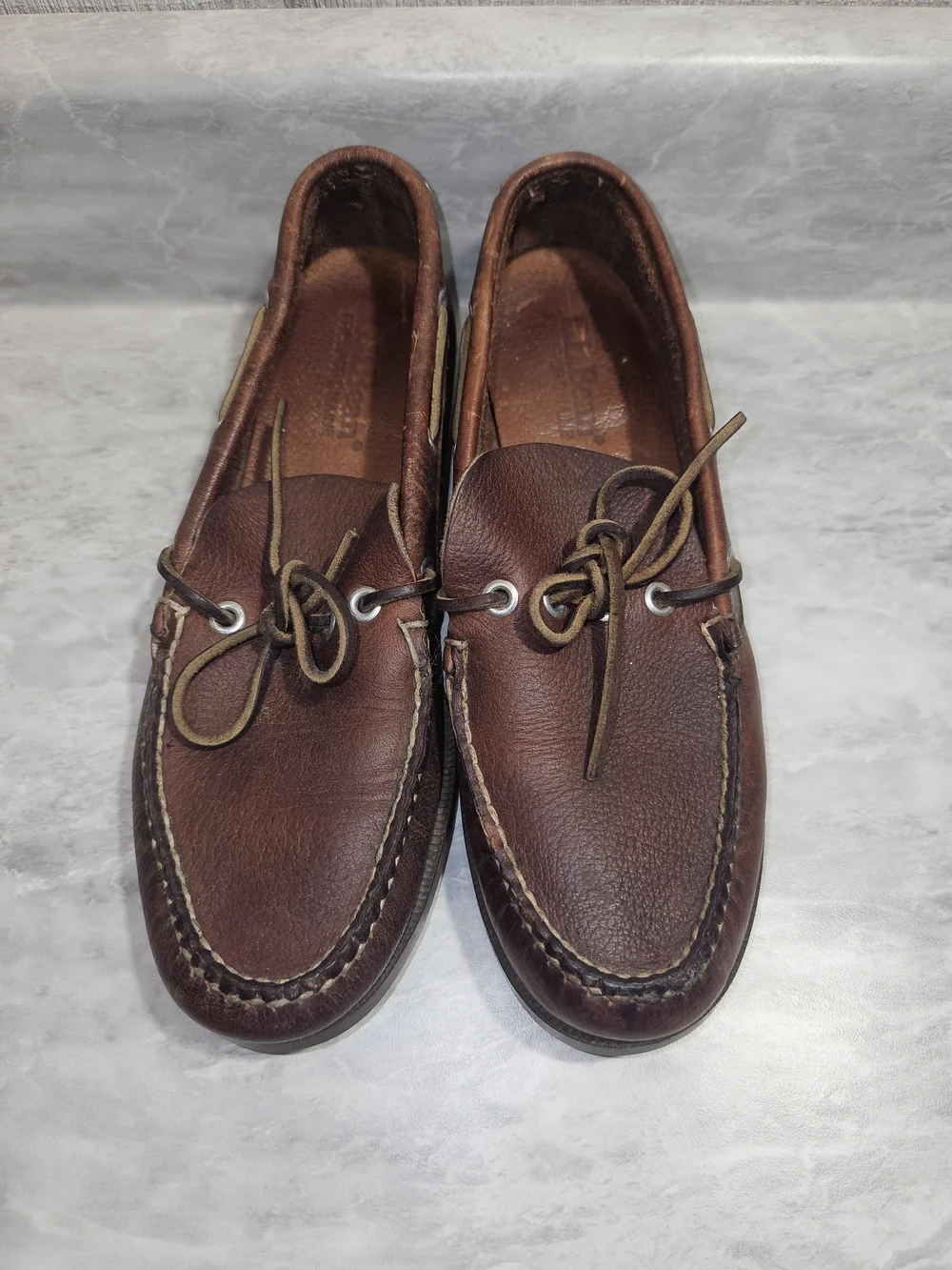 L.L. Bean Men's Dark Brown Leather Boat Shoes  - S48